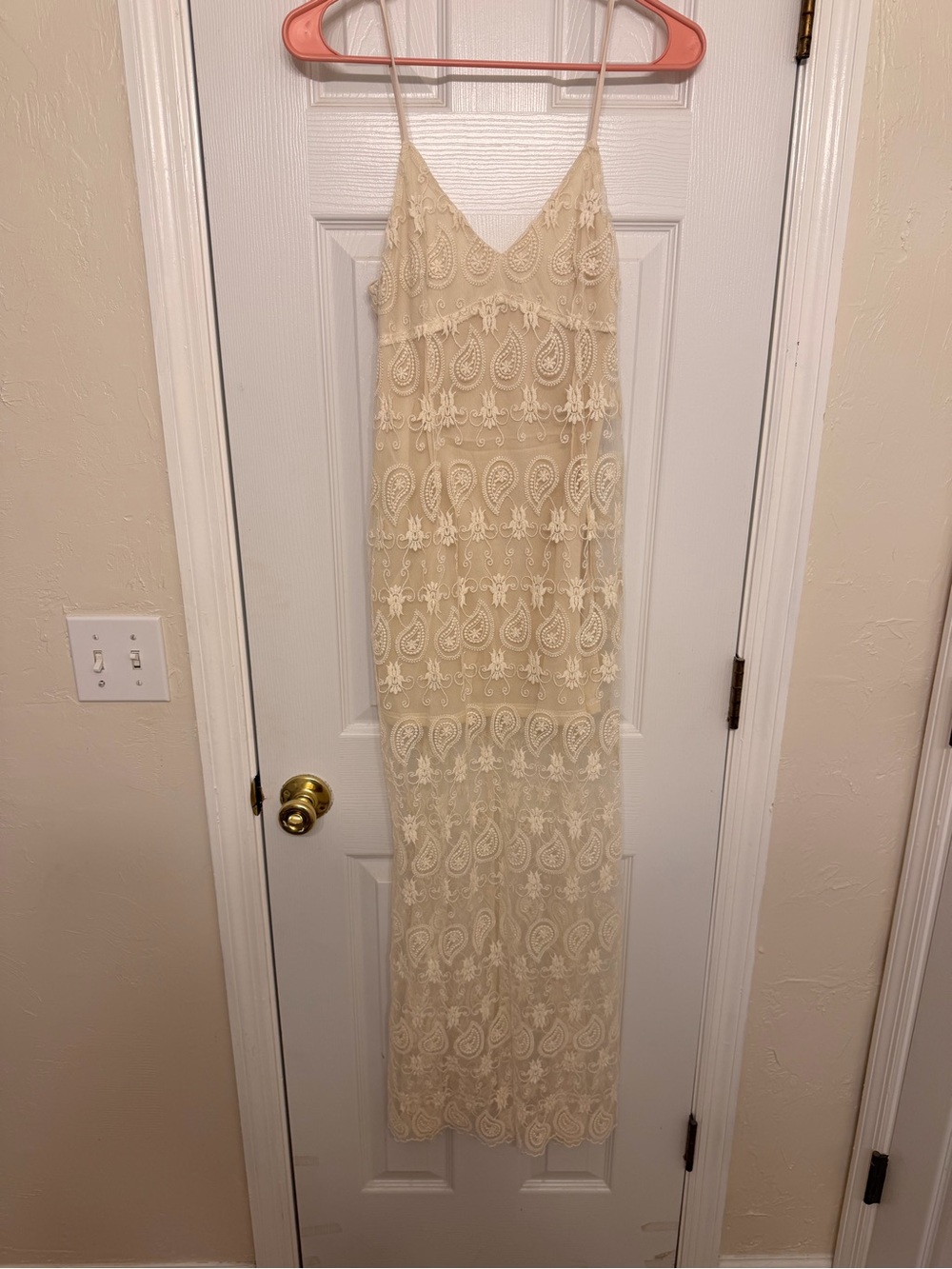 Blackbough Lace Overlay Slip Maxi Dress - Cream